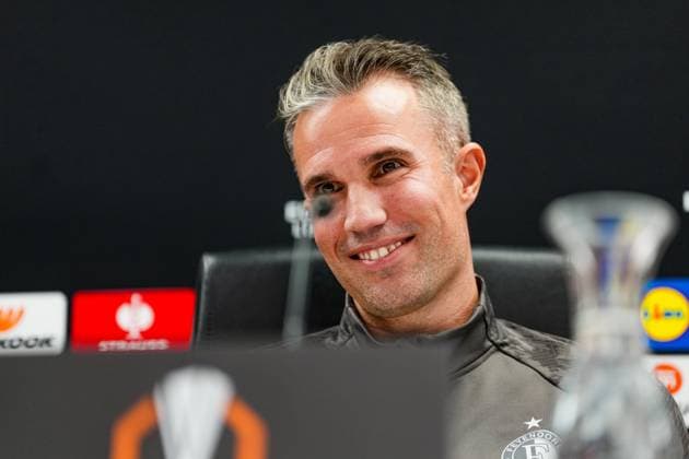 Europa League 2025-2026: press conference, PK, Pressekonferenz of Feyenoord Rotterdam - Coach Robin van Persie of Feyenoord Rotterdam during the press conference of Feyenoord in preparation of the Europa League duel against Panathinaikos F.C. at Stadion Feijenoord De Kuip on 22 October 2025 in Rotterdam, The Netherlands. Copyright: xYannickxVerhoevenx