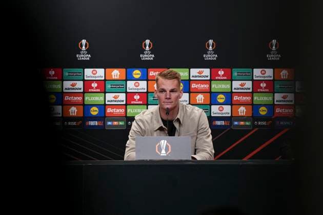Philipp Lienhart SC Freiburg, 03 , Press conference of SC Freiburg before the third Europa League match in the league phase, Press conference, Germany, Football, UEFA Europa League, Matchday 3, 2025 2026, SC Freiburg vs FC Utrecht, 22 10 2025, Press conference of SC Freiburg before the third Europa League match in the league phase, Press conference, Europa Park Stadion, Freiburg, Germany Freiburg Europa Park Stadion Baden Württemberg Germany Copyright: xArnexAmbergx