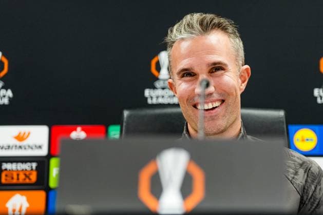 Europa League 2025-2026: press conference, PK, Pressekonferenz of Feyenoord Rotterdam - Coach Robin van Persie of Feyenoord Rotterdam during the press conference of Feyenoord in preparation of the Europa League duel against Panathinaikos F.C. at Stadion Feijenoord De Kuip on 22 October 2025 in Rotterdam, The Netherlands. Copyright: xYannickxVerhoevenx