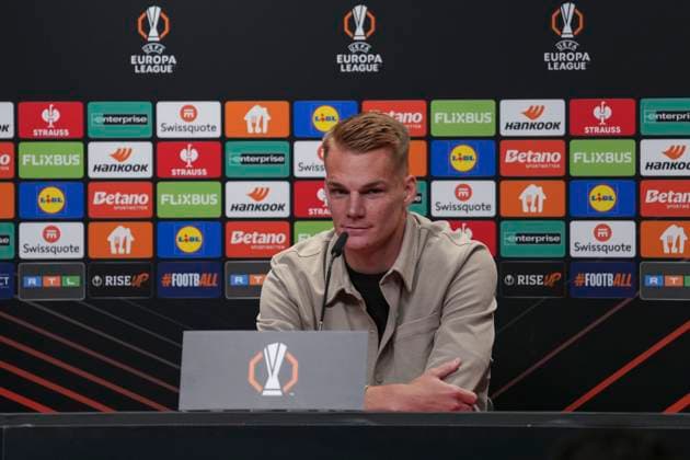 Philipp Lienhart SC Freiburg, 03 , Press conference of SC Freiburg before the third Europa League match in the league phase, Press conference, Germany, Football, UEFA Europa League, Matchday 3, 2025 2026, SC Freiburg vs FC Utrecht, 22 10 2025, Press conference of SC Freiburg before the third Europa League match in the league phase, Press conference, Europa Park Stadion, Freiburg, Germany Freiburg Europa Park Stadion Baden Württemberg Germany Copyright: xArnexAmbergx