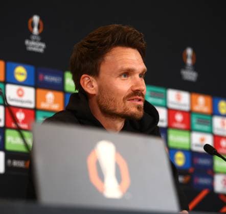 Rangers head coach Danny Röhl during a press conference, PK, Pressekonferenz ahead of tomorrow s Europa League match against SK Brann. Rangers Press Conference - Brann Stadion, Bergen, Lanarkshire, Norway - 22 Oct 2025Bergen Brann Stadion Lanarkshire United Kingdom EDITORIAL USE ONLY  Copyright: xO Rourke RangersxFC Shutterstockx 15567859g