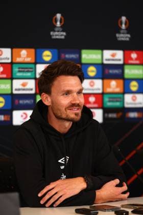 Rangers head coach Danny Röhl during a press conference, PK, Pressekonferenz ahead of tomorrow s Europa League match against SK Brann. Rangers Press Conference - Brann Stadion, Bergen, Lanarkshire, Norway - 22 Oct 2025Bergen Brann Stadion Lanarkshire United Kingdom EDITORIAL USE ONLY  Copyright: xO Rourke RangersxFC Shutterstockx 15567859a