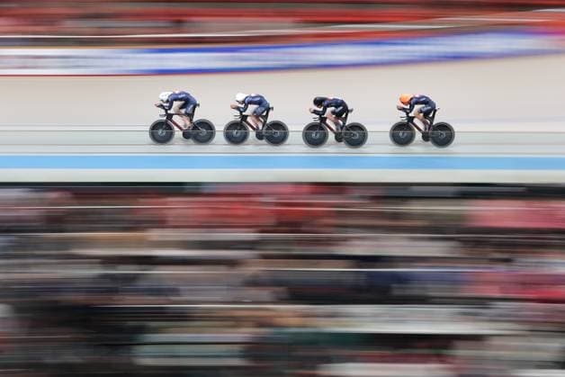 2025 Tissot UCI Track World Championships Picture by Alex Whitehead SWpix.com - 22 10 2025 - Cycling - 2025 Tissot UCI Track World Championships - Velodromo PenalolÃ n, Santiago, Chile - Men s Team Pursuit - Qualifying - Xavier Canellas Sanchez (Spain), Alvaro Navas Marchal (Spain), Benat Garaiar Pikabea (Spain), Enaut Urcaregui Sanz (Spain) Copyright: x xSWpix.comx(t axPhotographyxHubxLtd)xAlexxWhitehead SWpix.comx SWP-3030-10412