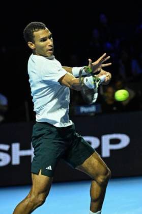 22nd October 2025; St. Jakobshalle, Basel, Switzerland; 2025 ATP, Tennis Herren Swiss Indoor Tennis Day 4; Felix Auger-Aliassime (CAN) in action during the match against Gabriel Diallo (CAN) in the first round  DavidxEmm