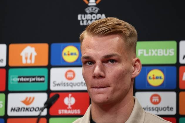 Freiburg, Germany 22 October 2025 Press conference before Europa League match against FC Utrecht 22 10 2025 In the picture Philipp Lienhart SC Freiburg at the press conference before the Europa League match Europapark Stadion Baden Württemberg Copyright: xFotostandx xHettichx