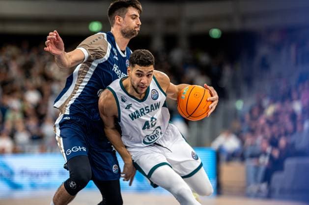 BCL MLP Academics Heidelberg Legia Warszawa 22 10 2025 Carl Ponsar 42 Legia Warszawa dribbles past Mateo Seric 21 MLP Academics Heidelberg Basketball Champions League MLP Academics Heidelberg - Legia Warszawa, 22 10 2025 at SNP Dome, Heidelberg Copyright: xBEAUTIFULxSPORTS Gelhardtx
