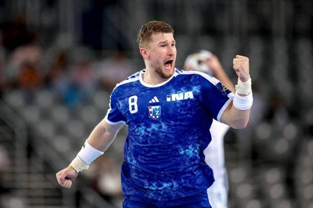 HC Zagreb v OTP Bank Pick Szeged: EHF Champions League Adin Faljic of HC Zagreb celebrate during the Men s EHF Champions League group B match between HC Zagreb and OTP Bank Pick Szeged at Arena Zagreb on October 22, 2025. in Zagreb, Croatia.  IgorxKralj PIXSELL