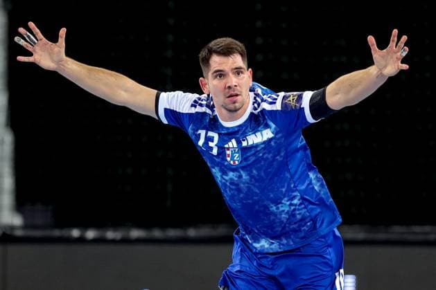 HC Zagreb v OTP Bank Pick Szeged: EHF Champions League Davor Cavar of HC Zagreb reacts during the Men s EHF Champions League group B match between HC Zagreb and OTP Bank Pick Szeged at Arena Zagreb on October 22, 2025. in Zagreb, Croatia.  IgorxKralj PIXSELL