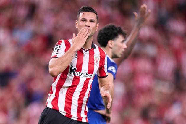 ESP: Athletic Club - Qarabag FK,. UEFA Champions League. Matchday 3. Gorka Guruzeta of Athletic Club celebrates after scoring the 1-1 during the UEFA Champions League match, between Athletic Club and Qarabag FK, matchday 3, played at San Mames Stadium on October 22, 2025 in Bilbao, Spain. kpng Copyright: xCesarxOrtizx xPRESSINx PS_241022_ATH_QAR_2526_031
