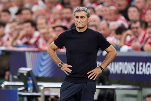 October 22, 2025, Bilbao, Vizcaya, SPAIN: Ernesto Valverde head coach of Athletic Club looks on during the UEFA Champions League 2025-26 League Phase MD3 match between Athletic Club and Qarabag FK at San Mames on October 22, 2025, in Bilbao, Spain. Bilbao SPAIN - ZUMAa181 20251022_zaa_a181_080 Copyright: xRicardoxLarreinax