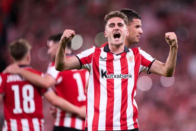 ESP: Athletic Club - Qarabag FK,. UEFA Champions League. Matchday 3. Robert Navarro of Athletic Club celebrates after scoring the 2-1 during the UEFA Champions League match, between Athletic Club and Qarabag FK, matchday 3, played at San Mames Stadium on October 22, 2025 in Bilbao, Spain. kpng Copyright: xCesarxOrtizx xPRESSINx PS_241022_ATH_QAR_2526_058