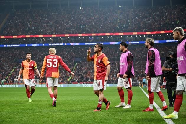 Galatasaray v Bodo Glimt - UEFA Champions League ISTANBUL, TURKIYE - OCTOBER 22: Yunus Akgun of Galatasaray celebrates after a goal during the UEFA Champions League third-week football match between Galatasaray and Bodo Glimt at RAMS Park in Istanbul, Turkiye on October 22, 2025. Elif Öztürk Anadolu Istanbul Turkey. Editorial use only. Please get in touch for any other usage.  Copyright: x2025xAnadoluxElifxÖztürkx