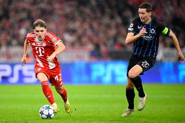 Bayern Munchen v Club Brugge - UEFA Champions League MUNICH, GERMANY - OCTOBER 22 : Karl Lennart midfielder of Bayern Munchen is been chased by Vanaken Hans midfielder of Club Brugge during the UEFA Champions League 2025 26 League Phase MD3 match between Bayern Munchen and Club Brugge on October 22, 2025 in Munich, Germany, 22 10 2025 Munich Germany  Copyright: xTomasxSiskx