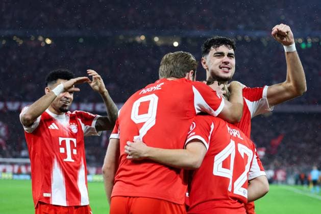 Soccer Champions League matchday 3 FC Bayern Munich FC Bruges on 22 10 2025 at the Allianz Arena in Munich Goal celebration to 1 0 by Tom Bischof Munich xMSx