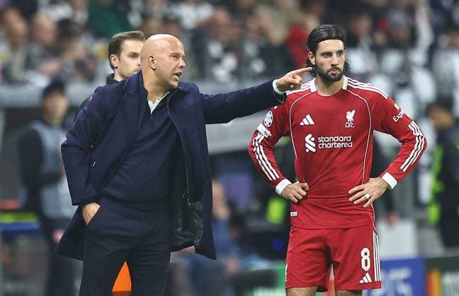Arne Slot manager of Liverpool instructs Dominik Szoboszlai of Liverpool Eintracht Frankfurt v Liverpool, UEFA Champions League, Group Stage, Football, Deutsche Bank Park, Frankfurt, Germany - 22 Oct 2025Frankfurt Deutsche Bank Park Germany EDITORIAL USE ONLY No use with unauthorised audio, video, data, fixture lists, club league logos or live services. Online in-match use limited to 120 images, no video emulation. No use in betting, games or single club league player publications. Copyright: xMichaelxZemanek Shutterstockx 15558828k