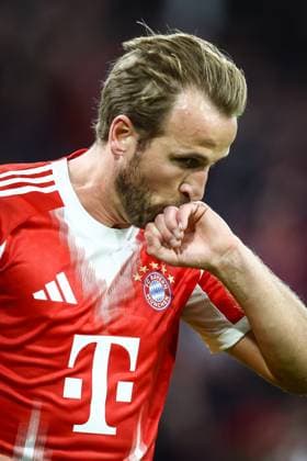Bayern s Harry Kane celebrates after scoring during a game between German club FC Bayern Munchen and Belgian soccer team Club Brugge, on Wednesday 22 October 2025 in Munich, Germany, on day three of the League phase of the UEFA Champions League tournament. BRUNOxFAHY  x137624674x