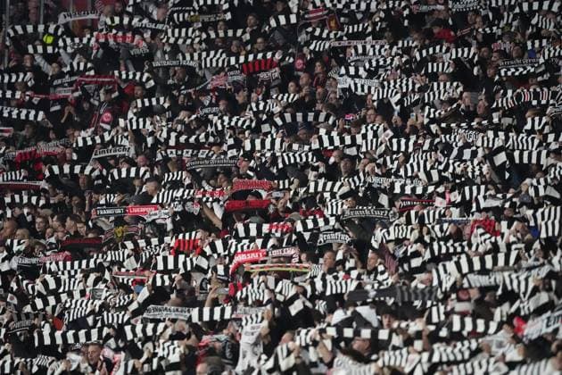 Fans of Eintracht Frankfurt Frankfurt 22 10 2025 Eintracht Frankfurt vs FC Liverpool, Deutsche Bank Park, UEFA Champions League