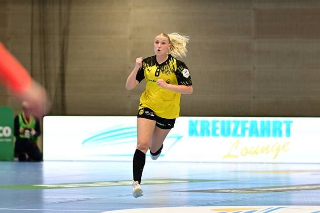 Handball I Women I Season 2025 2026 I 1 HBF I 6 Matchday I Buxtehuder SV Borussia Dortmund I 22 10 2025 Cheers, excitement, enthusiasm, euphoria, joy, happiness, cheerfulness at Maraike Kusian 8, Borussia Dortmund Buxtehude Halle Nord Niedersachsen Germany Copyright: xLobeca FelixxSchlikisx