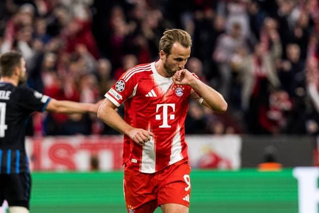 UEFA Champions League FC Bayern Munich vs Club Brugge KV, 22 10 2025 MUNICH, GERMANY OCTOBER 22 Harry Kane FC Bayern Munich, 9 celebrates scoring the goal 2 0 during the UEFA Champions League match between FC Bayern Munich vs Club Brugge KV at Allianz Arena on matchday 3 of the UEFA Champions League Season 2025 26 on October 22, 2025 in Munich, Germany Copyright: xBEAUTIFULxSPORTS Wunderlx