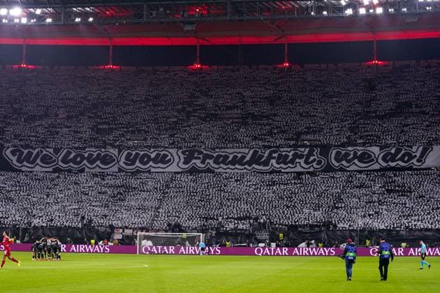 2025-10-22 Eintracht Frankfurt v Liverpool FC - UEFA Champions League 2025 26 League Phase MD3 FRANKFURT AM MAIN, GERMANY - OCTOBER 22: Eintracht Frankfurt supporters during the UEFA Champions League 2025 26 League Phase MD3 match between Eintracht Frankfurt and Liverpool FC at Deutsche Bank Park on October 22, 2025 in Frankfurt am Main, Germany. Frankfurt am Main Deutsche Bank Park Germany Content not available for redistribution in The Netherlands directly or indirectly through any third parties. Copyright: xAndrexWeeningx