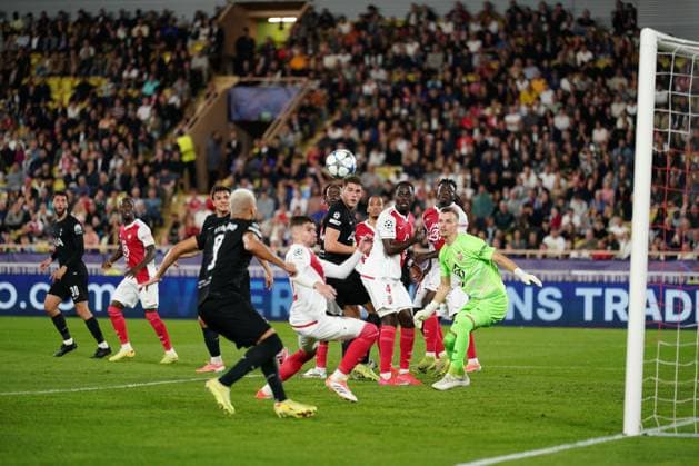 The ball flashes across the Monaco goalmouth Monaco v Tottenham Hotspur, UEFA Champions League, Group Stage, Football, Stade Louis II, Monaco - 22 Oct 2025Monaco Stade Louis II Monaco EDITORIAL USE ONLY No use with unauthorised audio, video, data, fixture lists, club league logos or live services. Online in-match use limited to 120 images, no video emulation. No use in betting, games or single club league player publications. Copyright: xDavexWinter Shutterstockx 15552361az