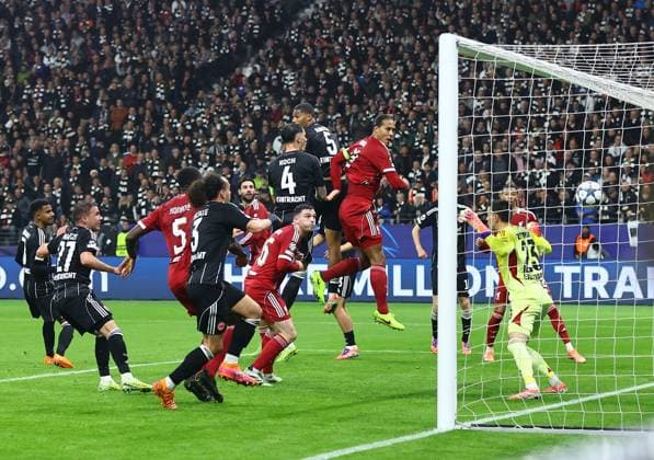 Virgil van Dijk of Liverpool scores his sides second goal Eintracht Frankfurt v Liverpool, UEFA Champions League, Group Stage, Football, Deutsche Bank Park, Frankfurt, Germany - 22 Oct 2025Frankfurt Deutsche Bank Park Germany EDITORIAL USE ONLY No use with unauthorised audio, video, data, fixture lists, club league logos or live services. Online in-match use limited to 120 images, no video emulation. No use in betting, games or single club league player publications.  Copyright: xMichaelxZemanek Shutterstockx 15558828z