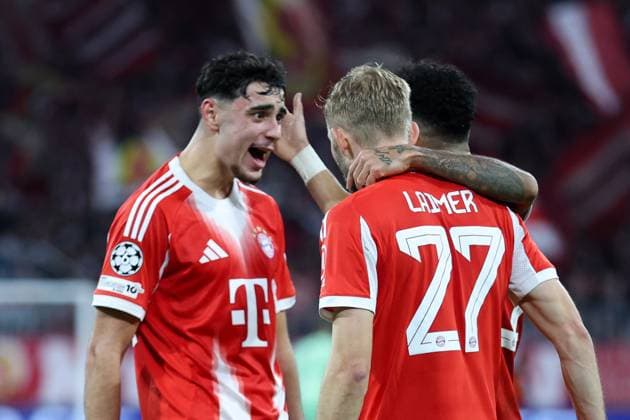 Soccer Champions League matchday 3 FC Bayern Munich FC Bruges on 22 10 2025 at the Allianz Arena in Munich Goal celebration to 3 0 by Luis Diaz Munich xMSx