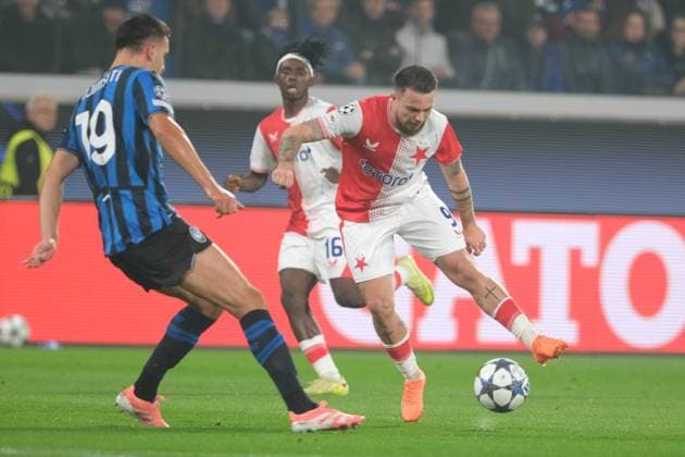 Vasil Kusej of SK Slavia Praha during the UEFA Champions League 2025 2026, League Phase MD3 football match between Atalanta BC and SK Slavia Praha at New Balance Arena on October 22, 2025, Bergamo, Italy.  Copyright: xRobertoxTommasini IPAxSportx xipa-agency.netx xx IPA_66944864 IPA_Agency_IPA66944864