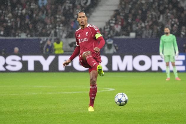 Virgil van Dijk Liverpool FC Frankfurt 22 10 2025 Eintracht Frankfurt vs Liverpool FC, Deutsche Bank Park, UEFA Champions League
