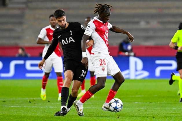 FOOTBALL : AS Monaco VS Tottenham Hotspur FC - UEFA Champions League - 22 10 2025 Mamadou Coulibaly (ASM) - Champions League match between AS Monaco and Tottenham Hotspur FC on October 22, 2025 at the Louis II Stadium in Monaco. MonacoMonaco  Copyright: xWilliamxCannarellax