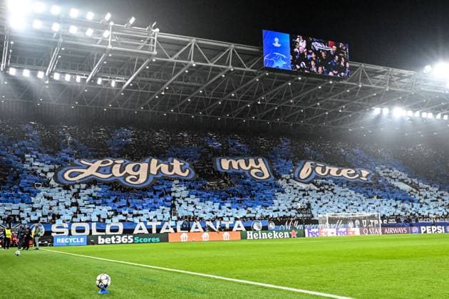 Atalanta Bc supporters coreography during Atalanta BC vs SK Slavia Praha, UEFA Champions League football match in Bergamo, Italy, October 22 2025  Copyright: xGianlucaxRicci IPAxSportx xipa-agency.netx xx IPA_66944858 IPA_Agency_IPA66944858