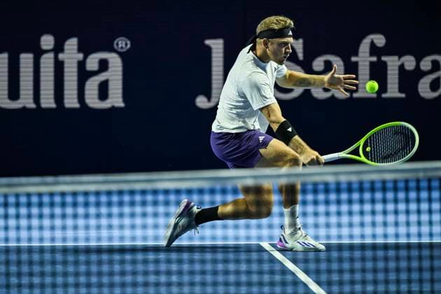 22nd October 2025; St. Jakobshalle, Basel, Switzerland; 2025 ATP, Tennis Herren Swiss Indoor Tennis Day 4; Alejandro Davidovich Fokina (ESP) in action during the match against Jenson Brooksby (USA) in the second round  DavidxEmm