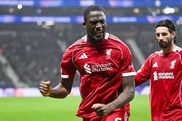 Ibrahima Konate Liverpool FC, 05 celebrates the goal for 1 3, GER, Eintracht Frankfurt vs Liverpool FC, Football, UEFA Champions League, League phase, Matchday 3, 2025 2026 season, 22 10 2025 GER, Eintracht Frankfurt vs Liverpool FC, Football, UEFA Champions League, League phase, Matchday 3, 2025 2026 season, 22 10 2025 Frankfurt am Main Copyright: xEibner-Pressefoto FlorianxWiegandx EP_FWD
