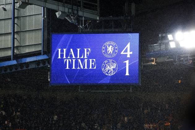 LONDON - The mid-game score during the UEFA Champions League match between Chelsea FC and AFC Ajax at Stamford Bridge on October 22, 2025, in London, United Kingdom. ANP MAURICE VAN STEEN UEFA Champions League 2025-2026 xVIxANPxSportx xxANPxIVx 539992435 originalFilename: 539992435.jpg