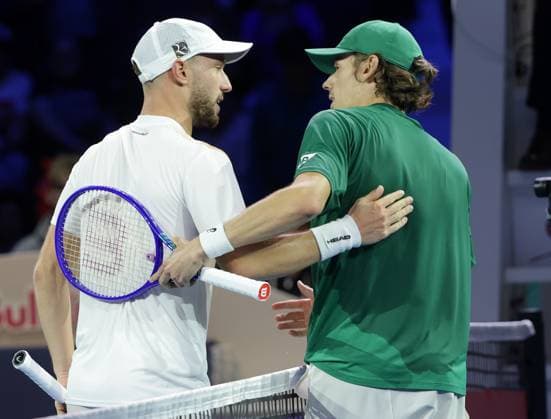 TENNIS - ATP, Tennis Herren Erste Bank Open VIENNA,AUSTRIA,22.OCT.25 - TENNIS - ATP World Tour, Erste Bank Open. Image shows Filip Misolic (AUT) and Alex de Minaur (AUS).  GEPAxpictures xWalterxLuger