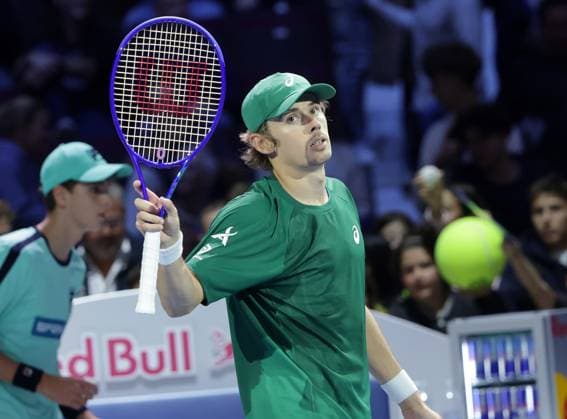 TENNIS - ATP, Tennis Herren Erste Bank Open VIENNA,AUSTRIA,22.OCT.25 - TENNIS - ATP World Tour, Erste Bank Open. Image shows the rejoicing of Alex de Minaur (AUS).  GEPAxpictures xWalterxLuger