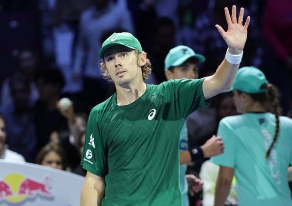 TENNIS - ATP, Tennis Herren Erste Bank Open VIENNA,AUSTRIA,22.OCT.25 - TENNIS - ATP World Tour, Erste Bank Open. Image shows the rejoicing of Alex de Minaur (AUS).  GEPAxpictures xWalterxLuger