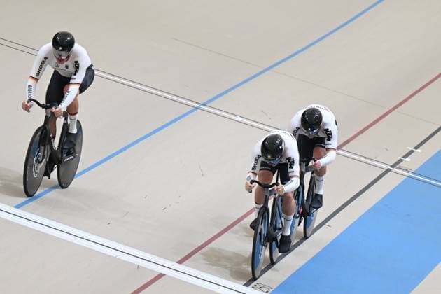 22-10-2025 World Championships Elite Track; Giornata 01; 2025, Germany; Dornbach, Maximilian; Schroter, Nik; Spiegel, Luca; Santiago Del Cile - Velodromo Penalolen; 