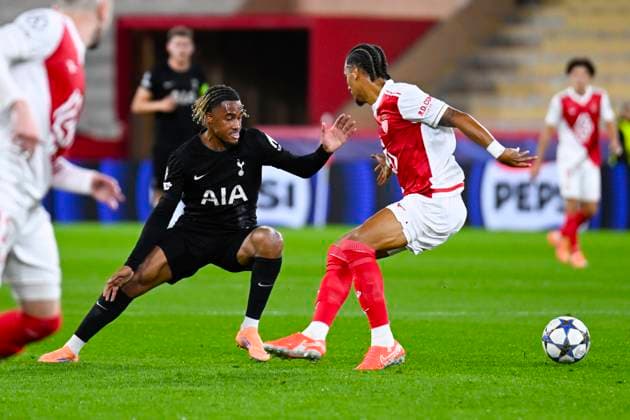 FOOTBALL : AS Monaco VS Tottenham Hotspur FC - UEFA Champions League - 22 10 2025 Wilson Odobert (TOT) - Champions League match between AS Monaco and Tottenham Hotspur FC on October 22, 2025 at the Louis II Stadium in Monaco. MonacoMonaco  Copyright: xWilliamxCannarellax