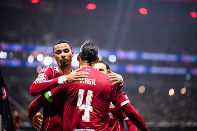 FRANKFURT, GERMANY - 22 OCTOBER, 2025: Virgil van Dijk, Hugo Ekitike - UEFA Champions League, match SG Eintracht Frankfurt vs Liverpool FC at Deutsche Bank Park.  Copyright: xx