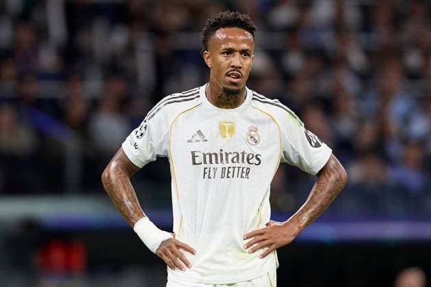 Eder Militao of Real Madrid CF Real Madrid v Juventus, UEFA Champions League, Football, Estadio Santiago Bernabeu, Madrid, Spain - 22 Oct 2025Madrid Estadio Santiago Bernabu Spain EDITORIAL USE ONLY No use with unauthorised audio, video, data, fixture lists, club league logos or live services. Online in-match use limited to 120 images, no video emulation. No use in betting, games or single club league player publications.  Copyright: xRubenxAlbarran Shutterstockx 15564869ag