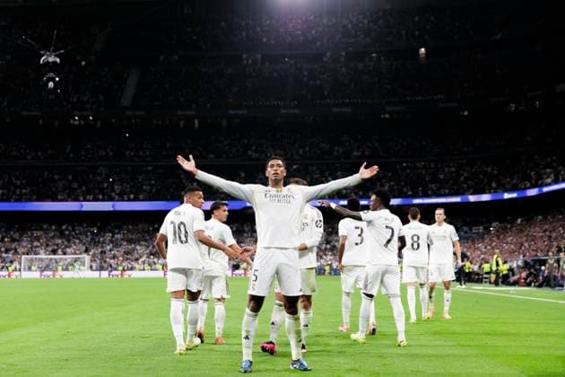UEFA champions league - Real Madrid vs Juventus MADRID, SPAIN - October 22:Jude Bellingham of Real Madrid celebrates a goal during the UEFA champions league 2025 26 match between Real Madrid and Juventus at Santiago Bernabeu Stadium. (Photo by Guille Martinez f22photo) Madrid Santiago Bernabeu Stadium Spain Copyright: xGuillermoxMartinezx