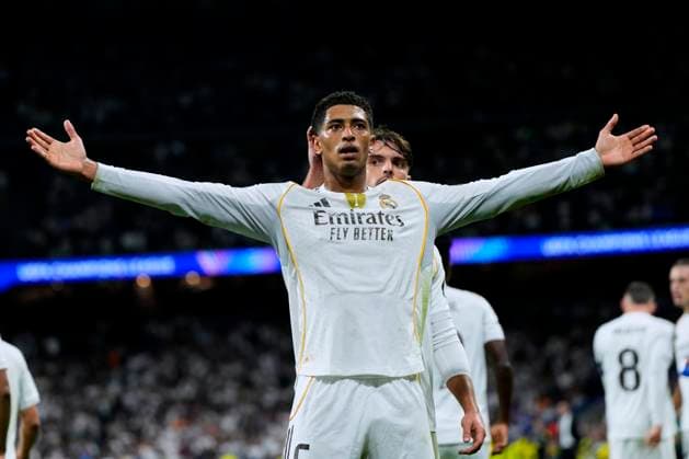 ESP: Real Madrid v Juventus. UEFA Champions League. Matchday 3. Jude Bellingham of Real Madrid CF celebrates after scoring the 1-0 during the UEFA Champions League match, between Real Madrid and Juventus, matchday 3, played at Santiago Bernabeu Stadium on October 22, 2025 in Madrid, Spain. kpng Copyright: xCesarxCebollax xPRESSINx MM_241022_RMA_JUV_2526_168