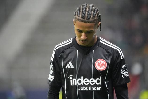 Jean Matteo Bahoya Eintracht Frankfurt, 19 disappointed about his substitution Frankfurt 22 10 2025 Eintracht Frankfurt vs Liverpool FC, Deutsche Bank Park, UEFA Champions League