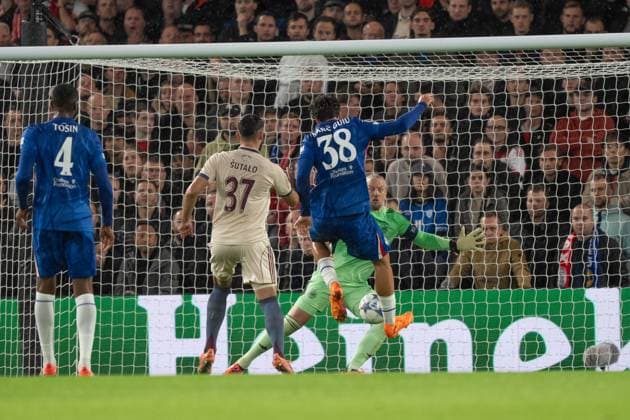 Chelsea v Ajax Champions League 22 10 2025. GOAL 1-0 Chelsea forward Marc Guiu (38) opens the scoring during the Champions League match between Chelsea and Ajax at Stamford Bridge, London, England on 22 October 2025. Editorial use only , Copyright: xStephenxFlynnx PSI-23071-0009