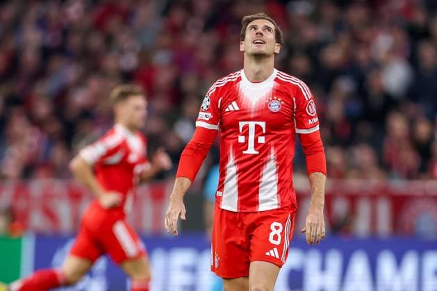 22 10 2025, Football, UEFA Champions League, FC Bayern München Club Brugge, Allianz Arena, Season 2025 2026 Leon Goretzka FC Bayern Muenchen 08 looks disappointed Oben Regulations prohibit any use of photographs as image sequences and or quasi video Bayern Germany