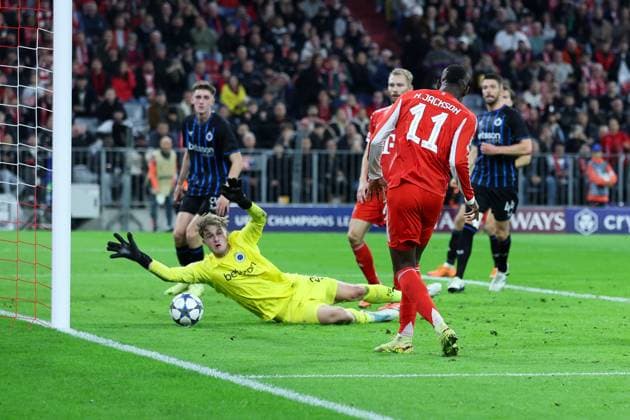 Soccer Champions League Matchday 3 FC Bayern Munich FC Bruges on 22 10 2025 at the Allianz Arena in Munich Goal to 4 0 by Nicolas Jackson Munich xMSx