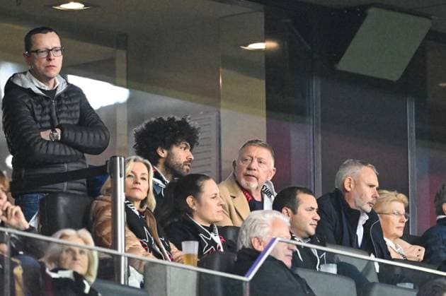 Boris Becker and Noah Becker in the stands, GER, Eintracht Frankfurt vs Liverpool FC, Football, UEFA Champions League, League phase, Matchday 3, 2025 2026 season, 22 10 2025 GER, Eintracht Frankfurt vs Liverpool FC, Football, UEFA Champions League, League phase, Matchday 3, 2025 2026 season, 22 10 2025 Frankfurt am Main Copyright: xEibner-Pressefoto FlorianxWiegandx EP_FWD