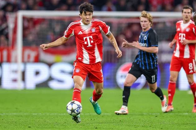 22 10 2025, Football, UEFA Champions League, FC Bayern Munich Club Bruges, Allianz Arena, Season 2025 2026 Min jae Kim FC Bayern Muenchen 03 Regulations prohibit any use of photographs as image sequences and or quasi video Bayern Germany