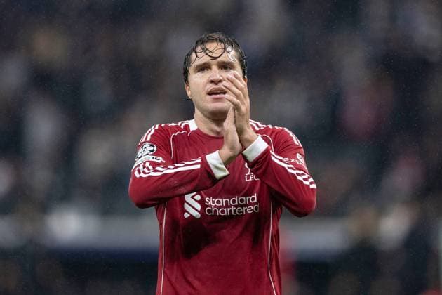 UEFA Champions League Matchday 3 of 8 Eintracht Frankfurt v Liverpool Federico Chiesa of Liverpool celebrates after Liverpool™s 1-5 victory in the UEFA Champions League Matchday 3 of 8 Eintracht Frankfurt vs Liverpool at Deutsche Bank Park, Frankfurt, Germany, 22nd October 2025 (Photo by Ian Stephen News Images) Copyright: xIanxStephen NewsxImagesx